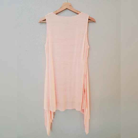 💚5/$25 H by Halston Pink Flowy Long Top Mini Slip Dress Layered Tank Size Small - Picture 7 of 8